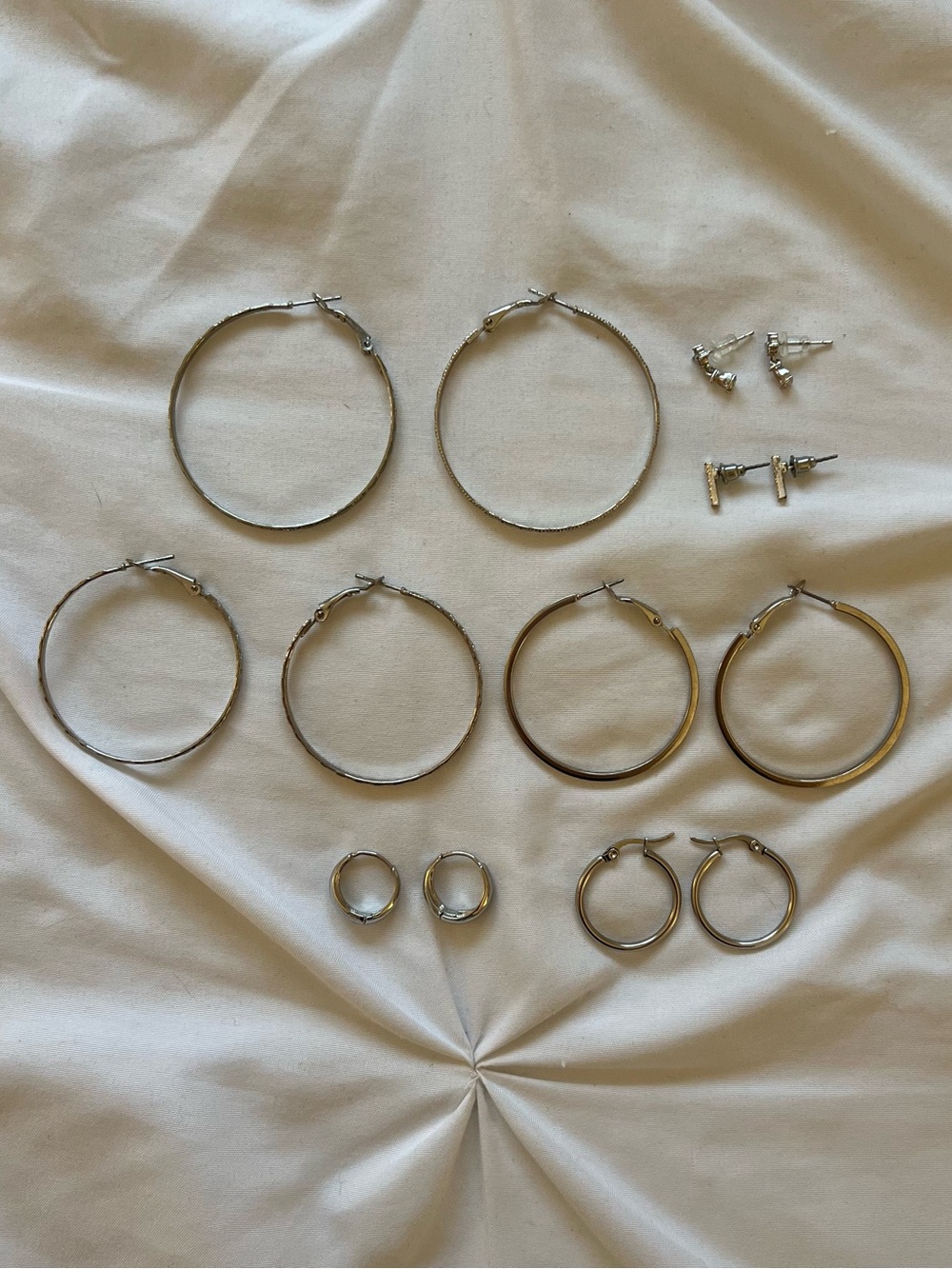 Hoop earrings and dainty earring bundle